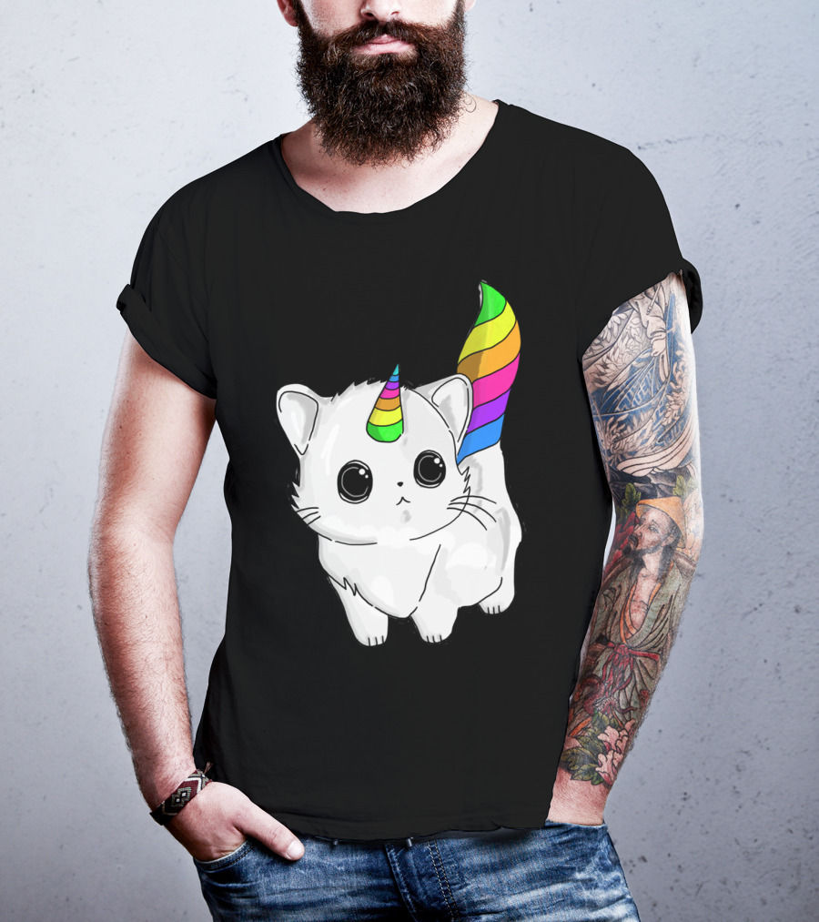 Caticorn Unicorn Rainbow Cat For Girls Boys Adults T-Shirt