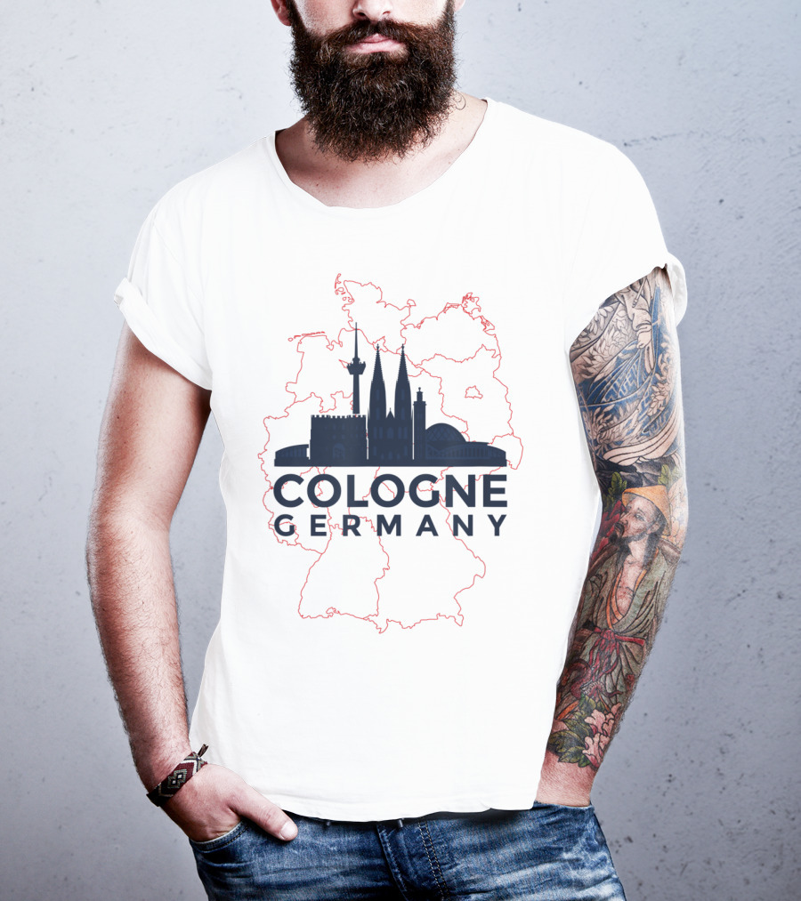 Cologne Germany Koln Skyline And Map Souvenir T-Shirt