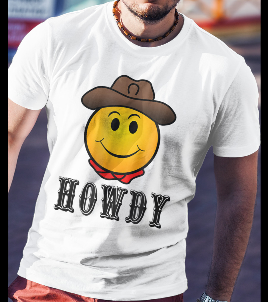 Howdy Cowboy Western Smiley Emoji Rodeo T-Shirt