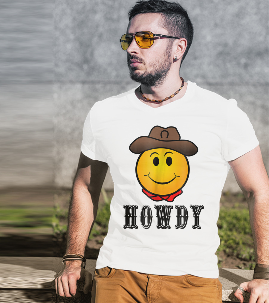 Howdy Cowboy Western Smiley Emoji Rodeo T-Shirt