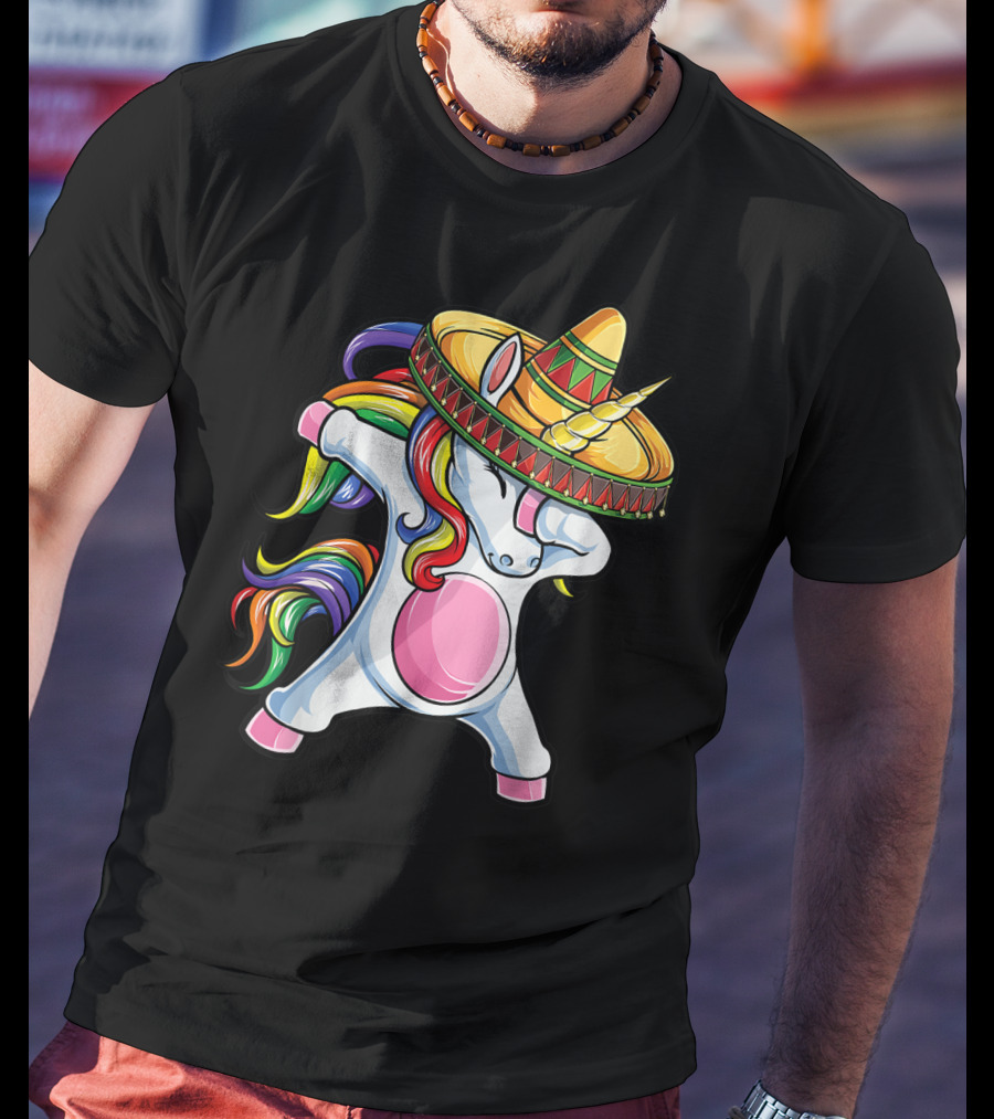 Dabbing Unicorn With Sombrero Cinco De Mayo T-Shirt