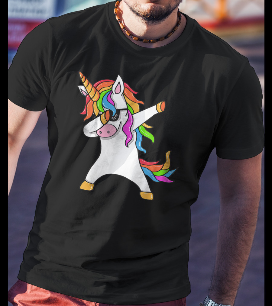 Dabbing Unicorn Rainbow Hair Dab Pose T-Shirt
