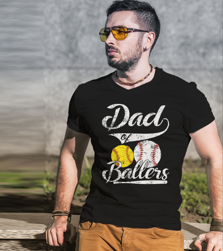 Dad Of Ballers Baseball Softball Enthusiast T-Shirt