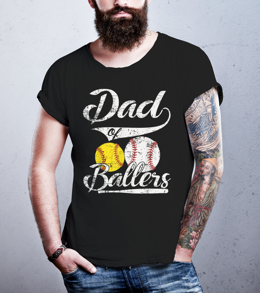 Dad Of Ballers Baseball Softball Enthusiast T-Shirt