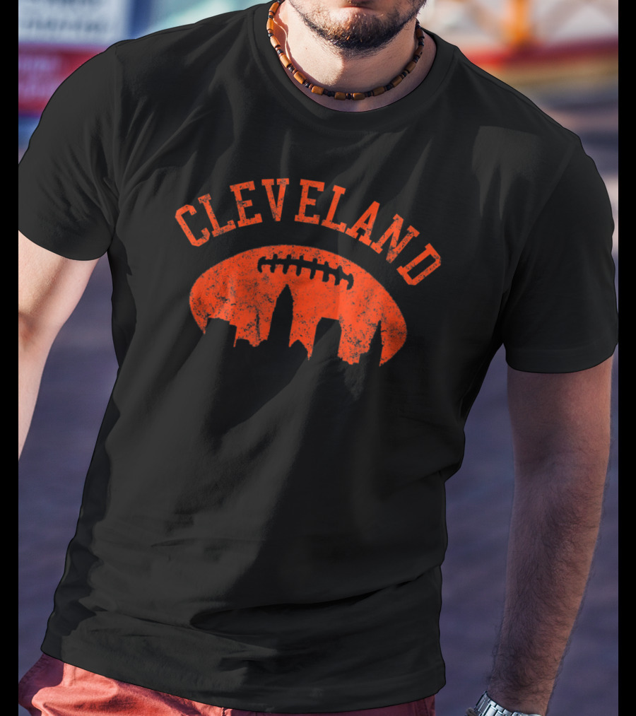 Cleveland City Skyline Football T-Shirt