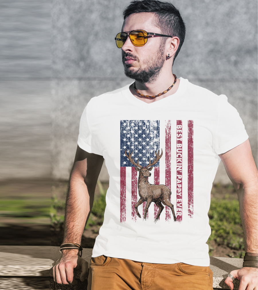 Best Buckin' Pappy Ever US Flag Deer Hunting T-Shirt