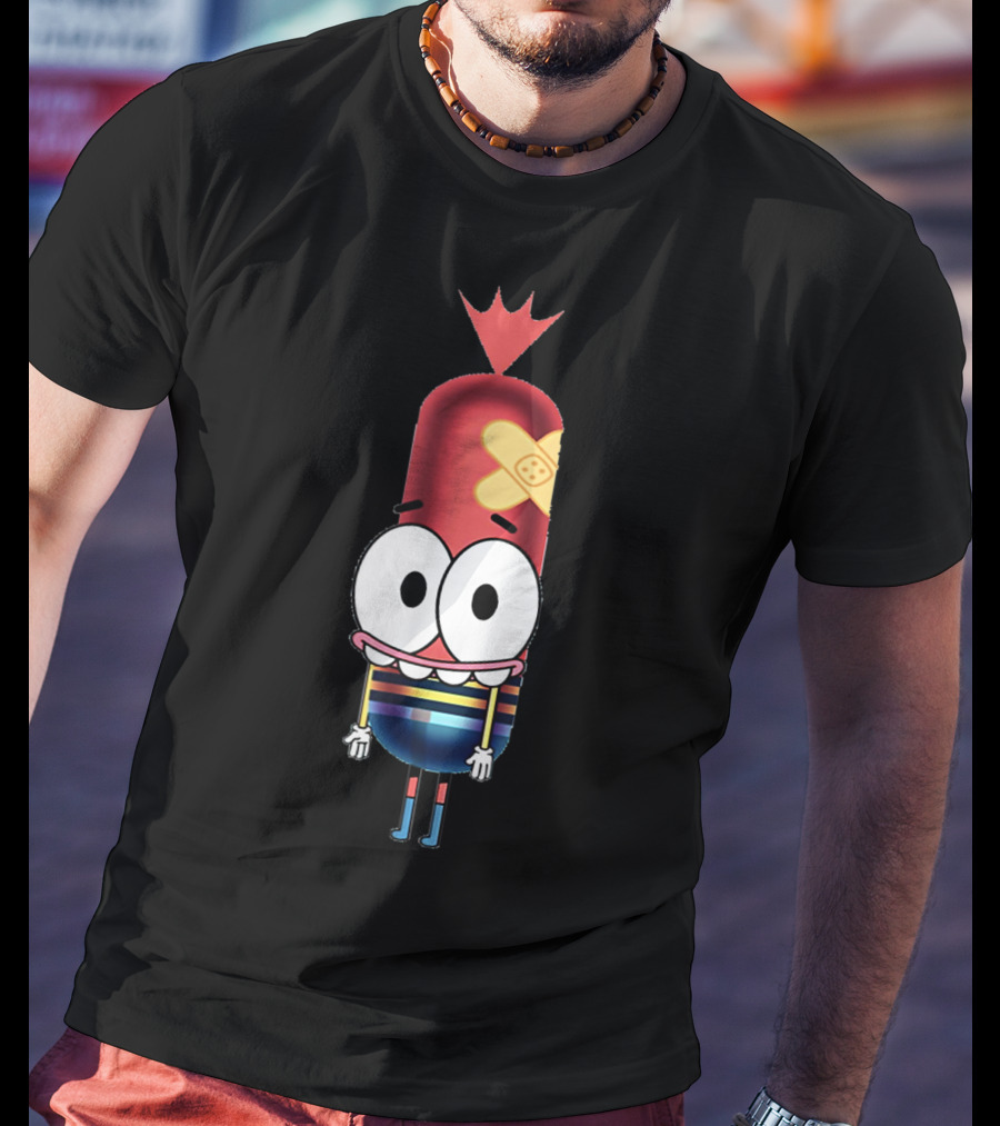 Funny Silly Idea Pinky Hotdog Cartoon Character T-Shirt