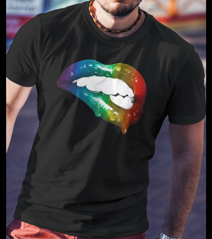 Rainbow Lips Cute Artful Makeup Addicts Lipstick Fashion Trends T-Shirt