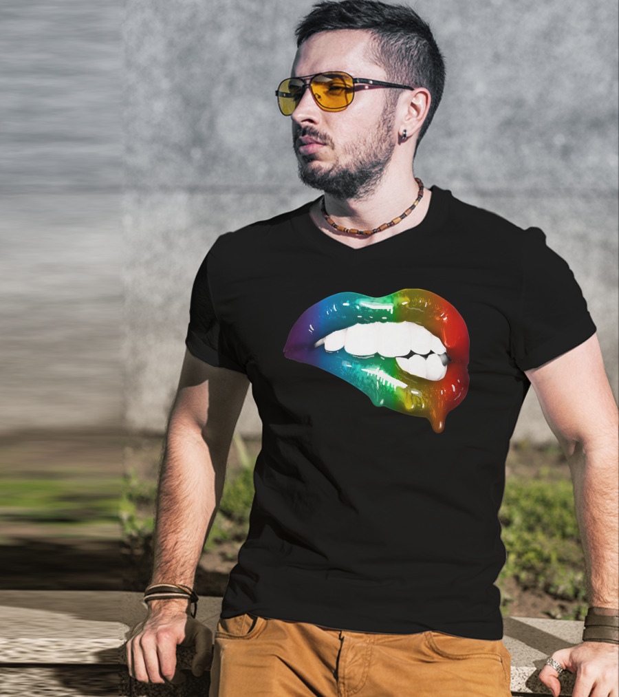 Rainbow Lips Cute Artful Makeup Addicts Lipstick Fashion Trends T-Shirt