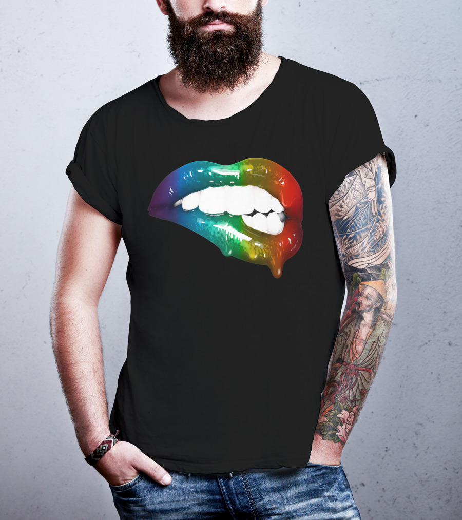 Rainbow Lips Cute Artful Makeup Addicts Lipstick Fashion Trends T-Shirt
