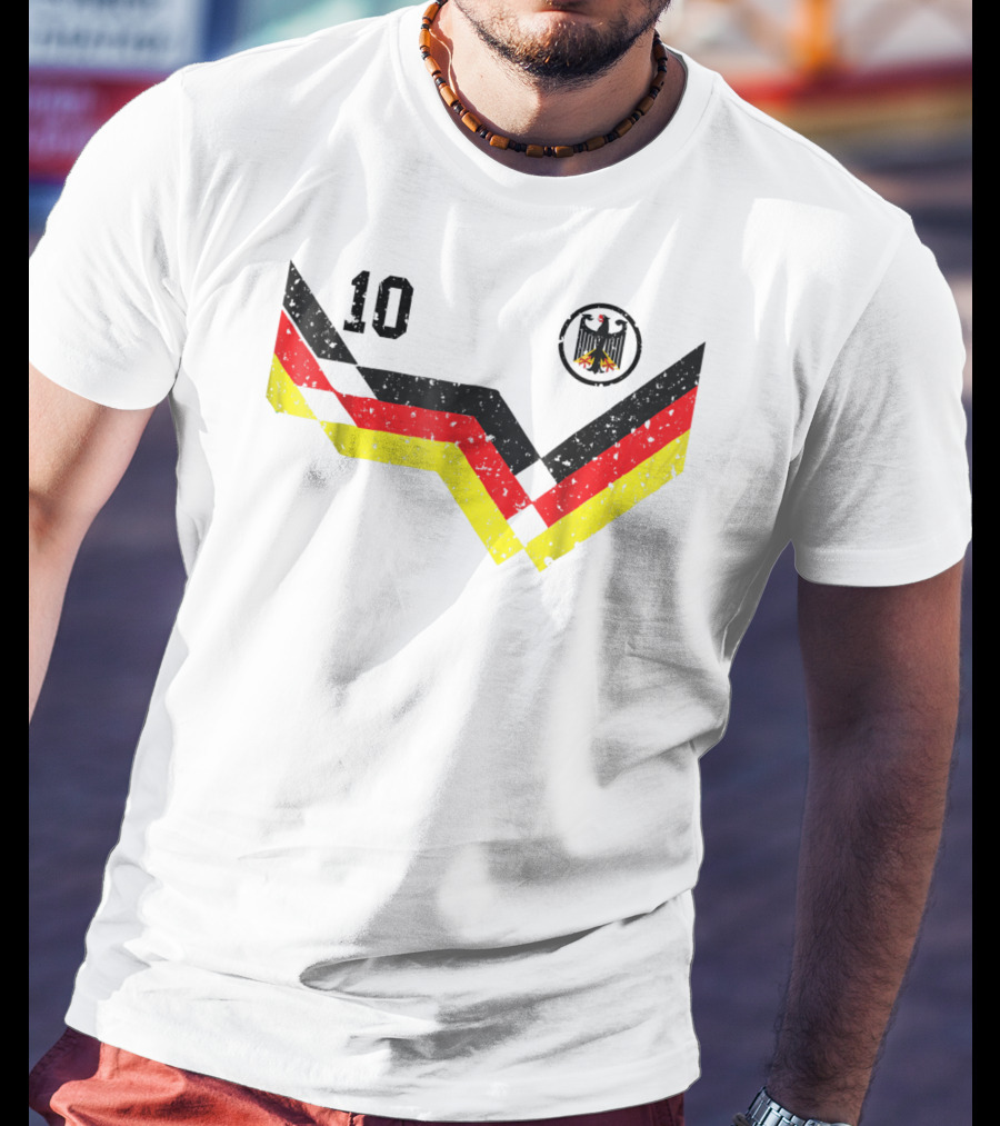 Deutschland Retro Soccer Jersey Number 10 With German Eagle Emblem T-Shirt