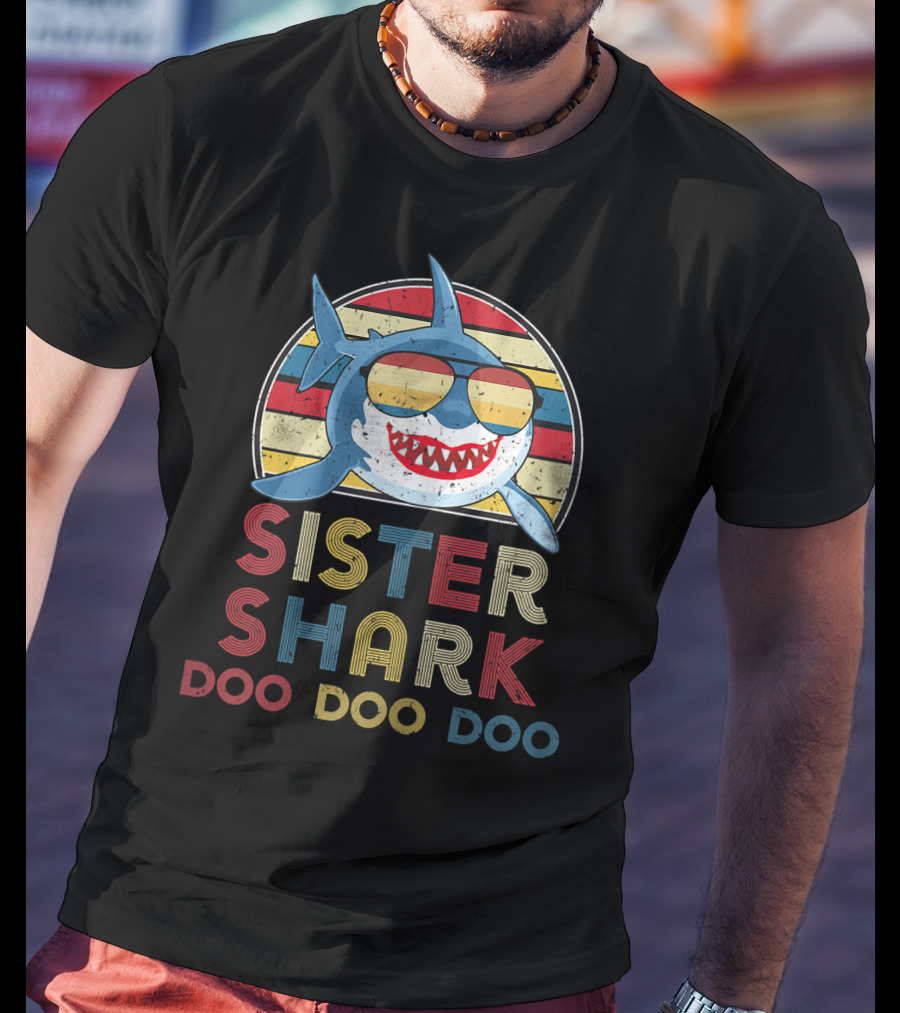 Sister Shark Doo Doo Doo Retro Vintage T-Shirt