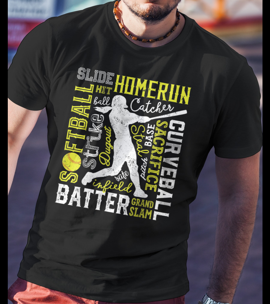 Softball Batter Pitch Homerun Curveball Slide Catcher Strike Grand Slam T-Shirt