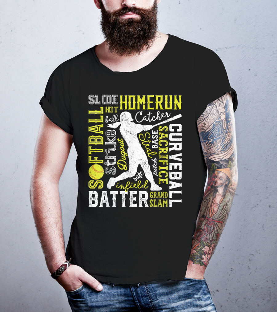 Softball Batter Pitch Homerun Curveball Slide Catcher Strike Grand Slam T-Shirt