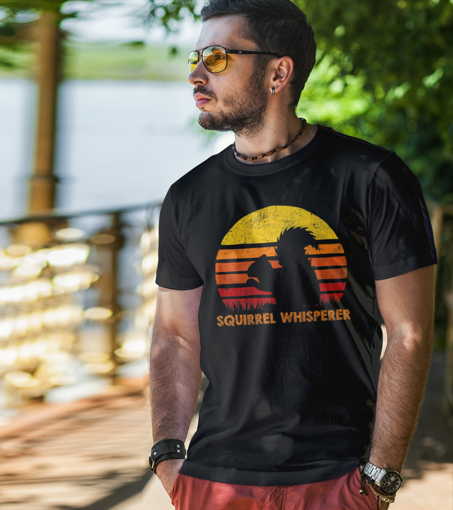 Squirrel Whisperer Sunset Retro T-Shirt