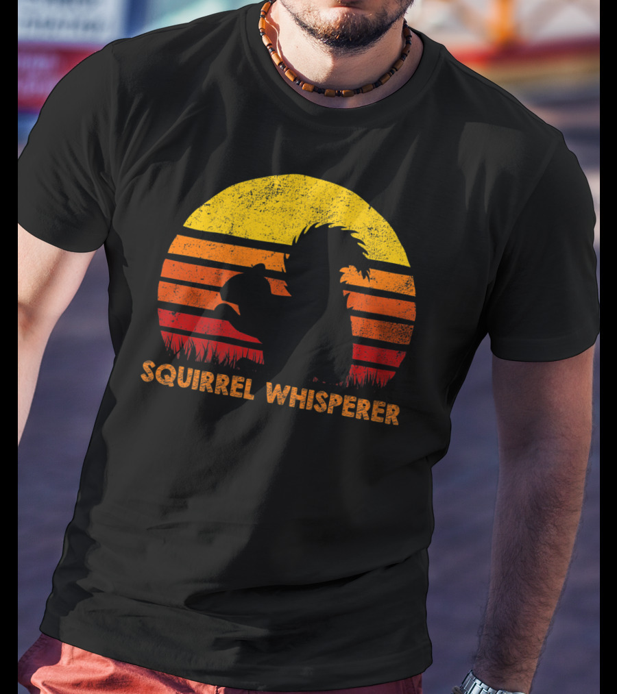 Squirrel Whisperer Sunset Retro T-Shirt