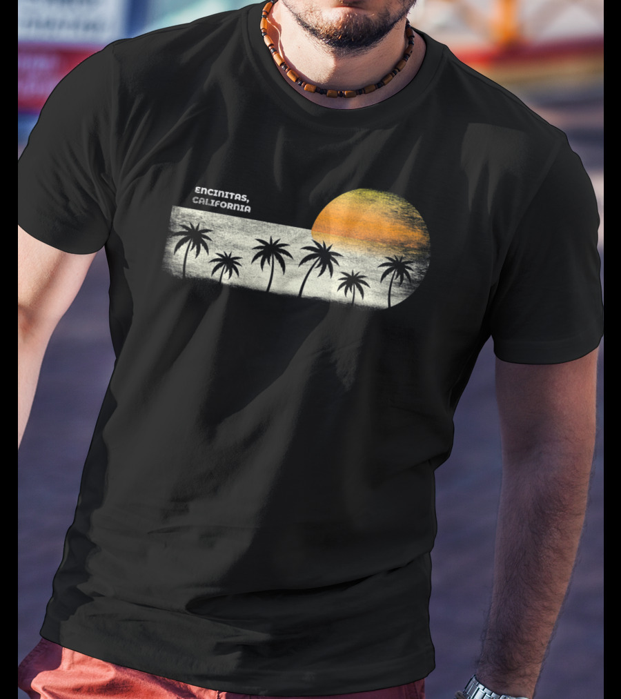 Encinitas California Ocean Sunset With Palm Trees T-Shirt