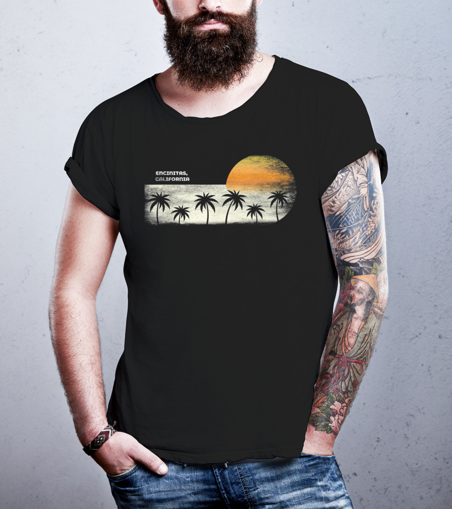 Encinitas California Ocean Sunset With Palm Trees T-Shirt