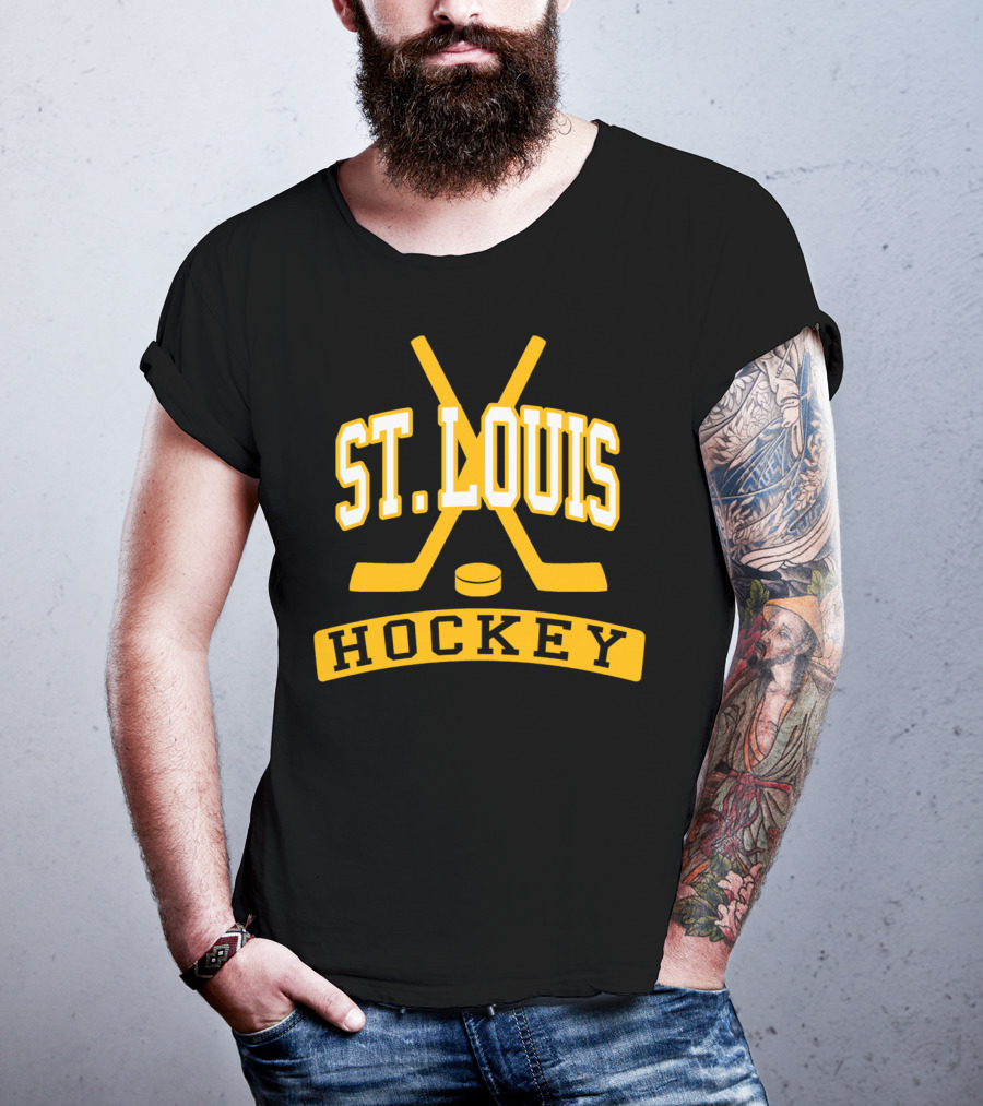 St. Louis Hockey Vintage Crossed Sticks And Puck T-Shirt