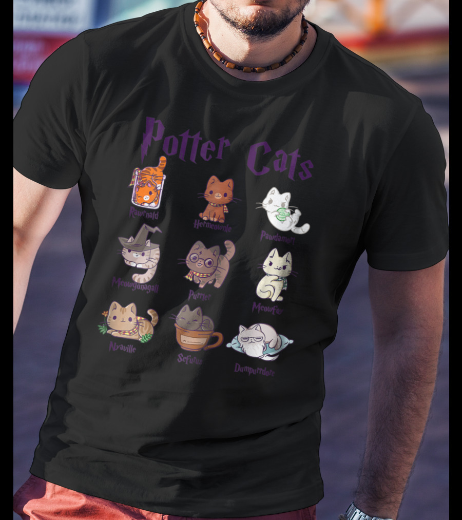 Potter Cats Resnwold Hermiawnie Puurfin Purrdamentor Minervagcatl Severine Dumblepurr Kitten T-Shirt