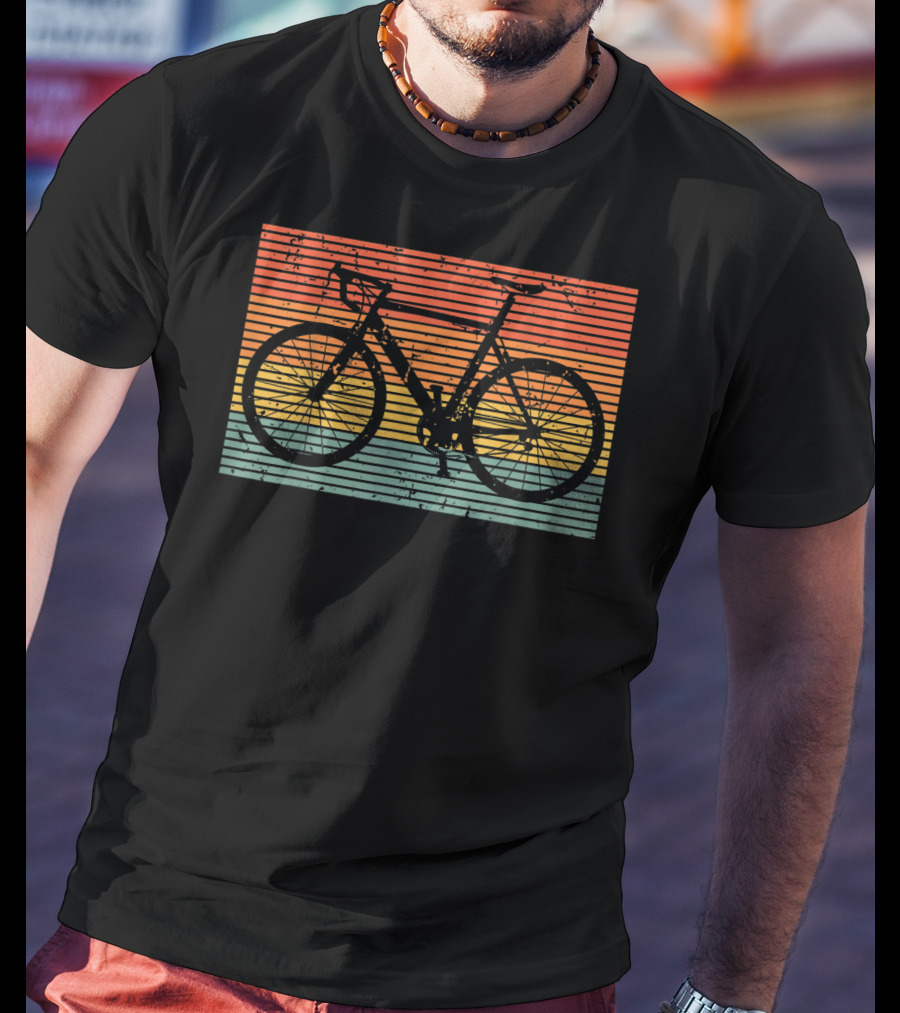 Racing Bicycle Road Bike Racer Uniqu Vintage Sunset Stripe T-Shirt