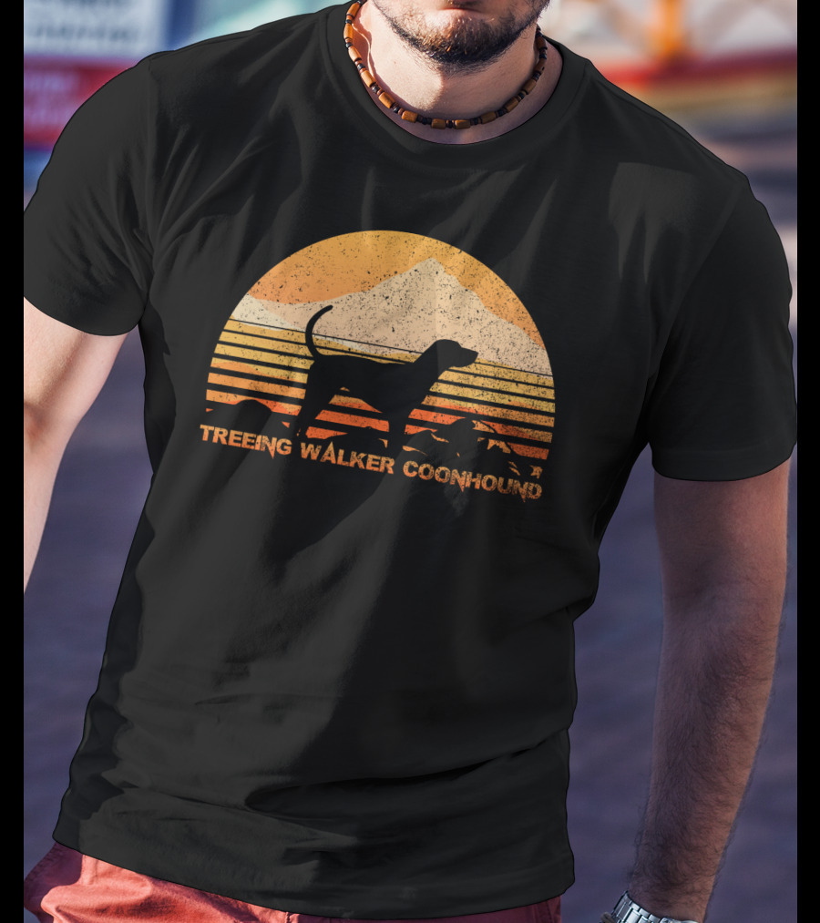 TREEING WALKER COONHOUND Retro Sunset T-Shirt
