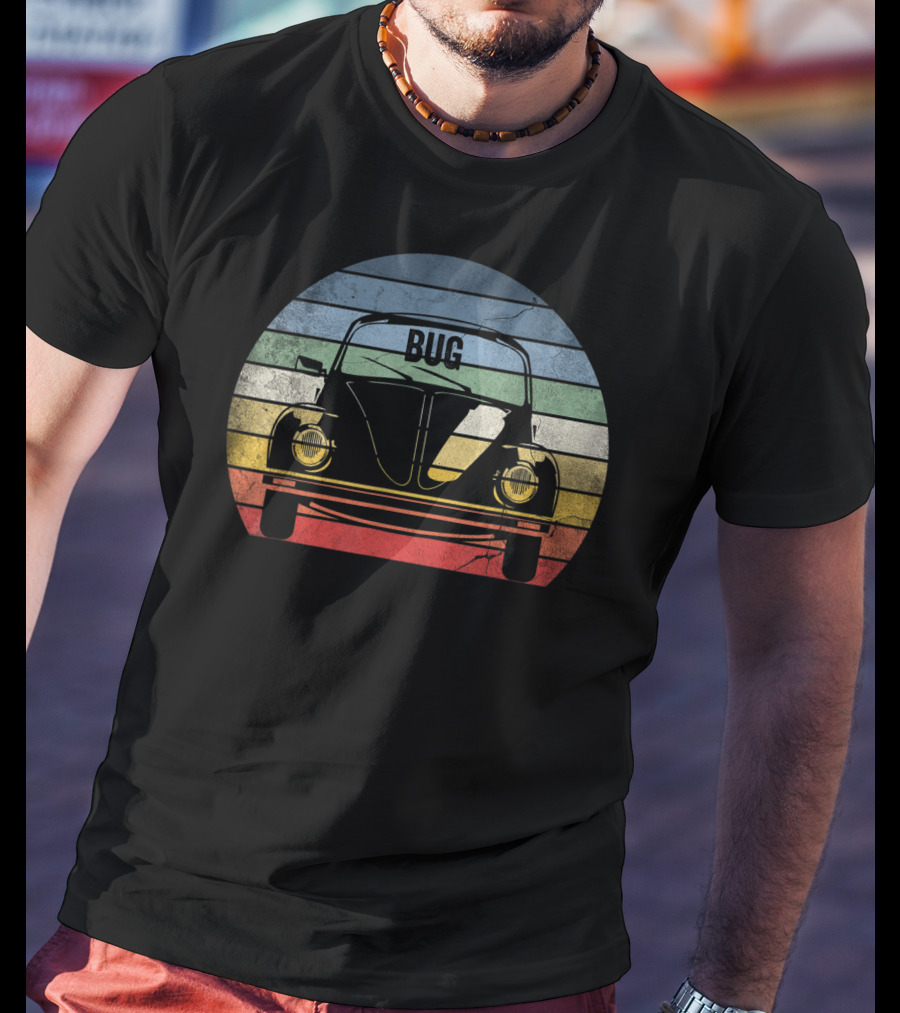 Classicbeetle Bug Vintage Stripes Retro T-Shirt