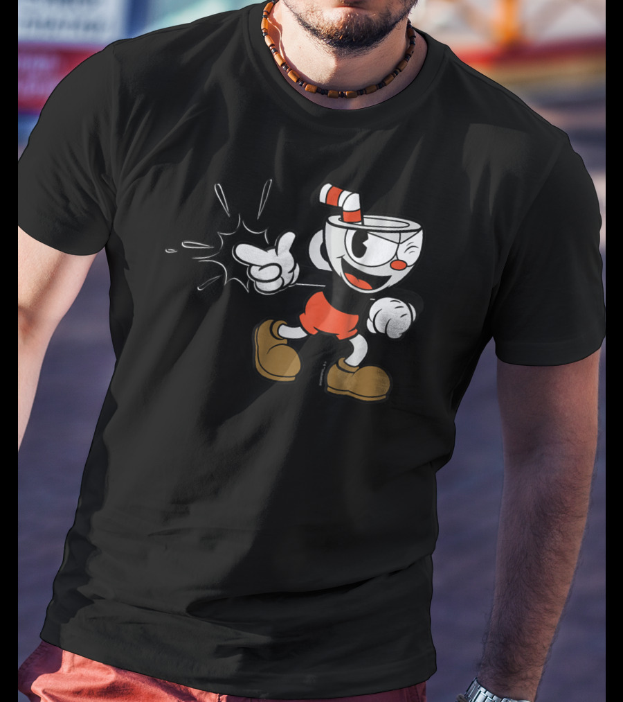 Cuphead Classic Wink Finger Snap Clap Iconic Pose T-Shirt