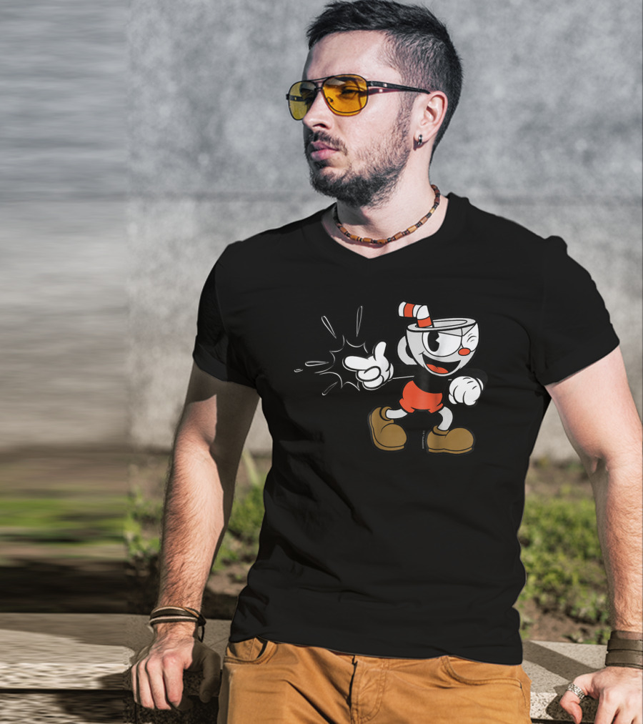 Cuphead Classic Wink Finger Snap Clap Iconic Pose T-Shirt