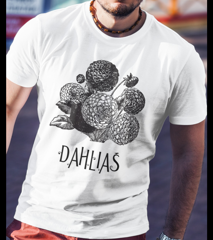 Dahlias Vintage Antique Floral Blooms T-Shirt
