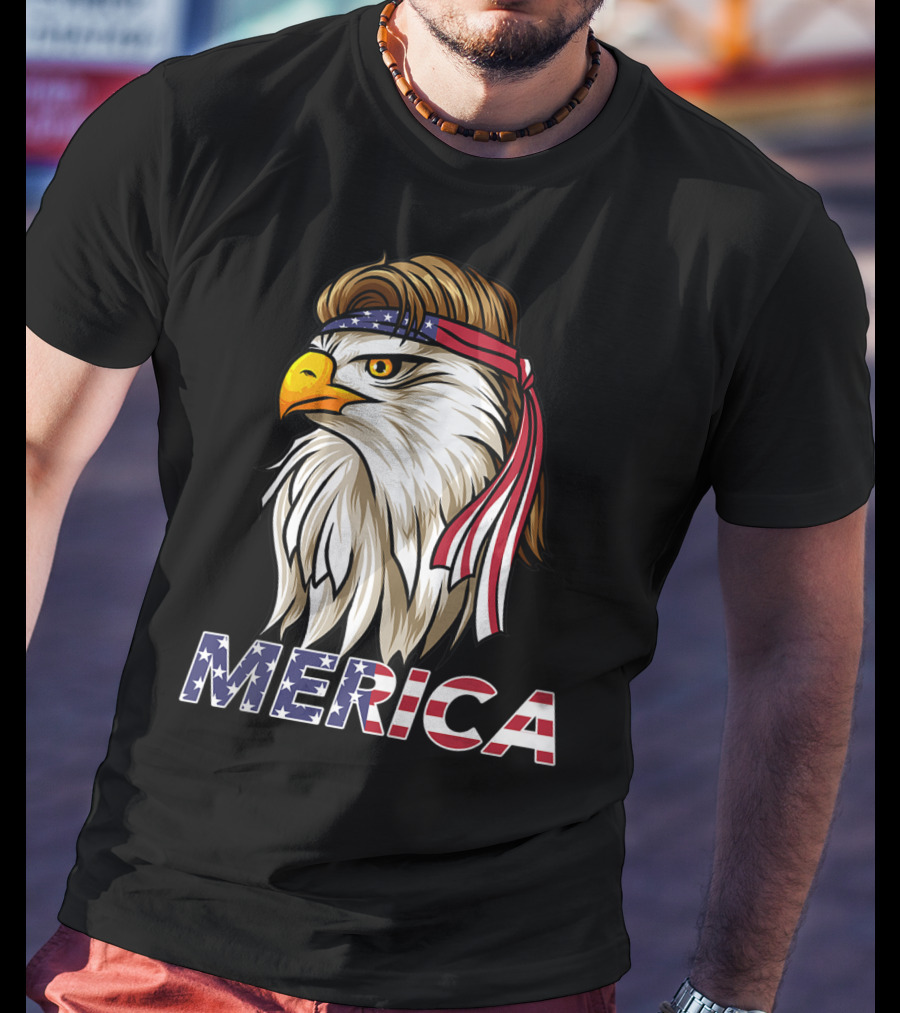 Bald Eagle Mullet Bandana Merica USA T-Shirt