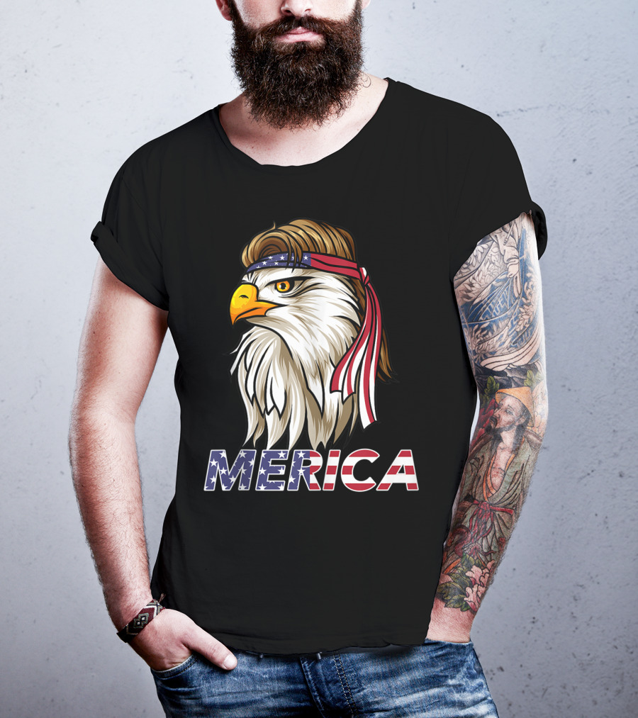 Bald Eagle Mullet Bandana Merica USA T-Shirt
