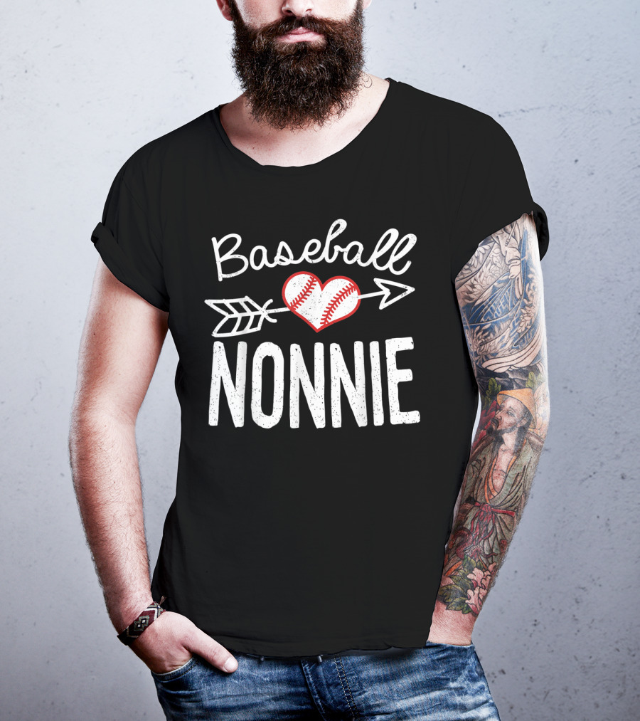 Baseball Nonnie Heart Arrow T-Shirt