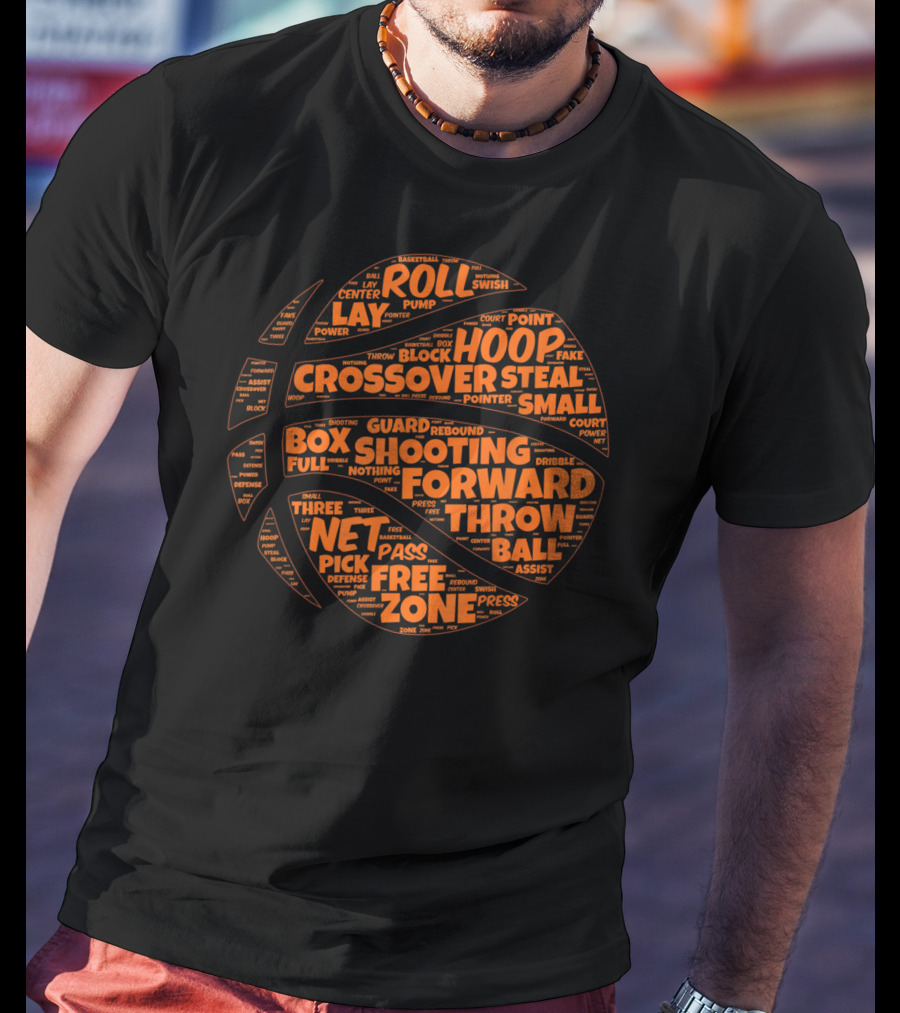 Basketball Sayings Typography In Orange Featuring Crossover Hoop Forward Play T-Shirt