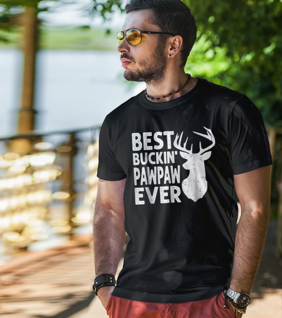Best Buckin' Pawpaw Ever Deer Hunting Buckin' Deer Head T-Shirt