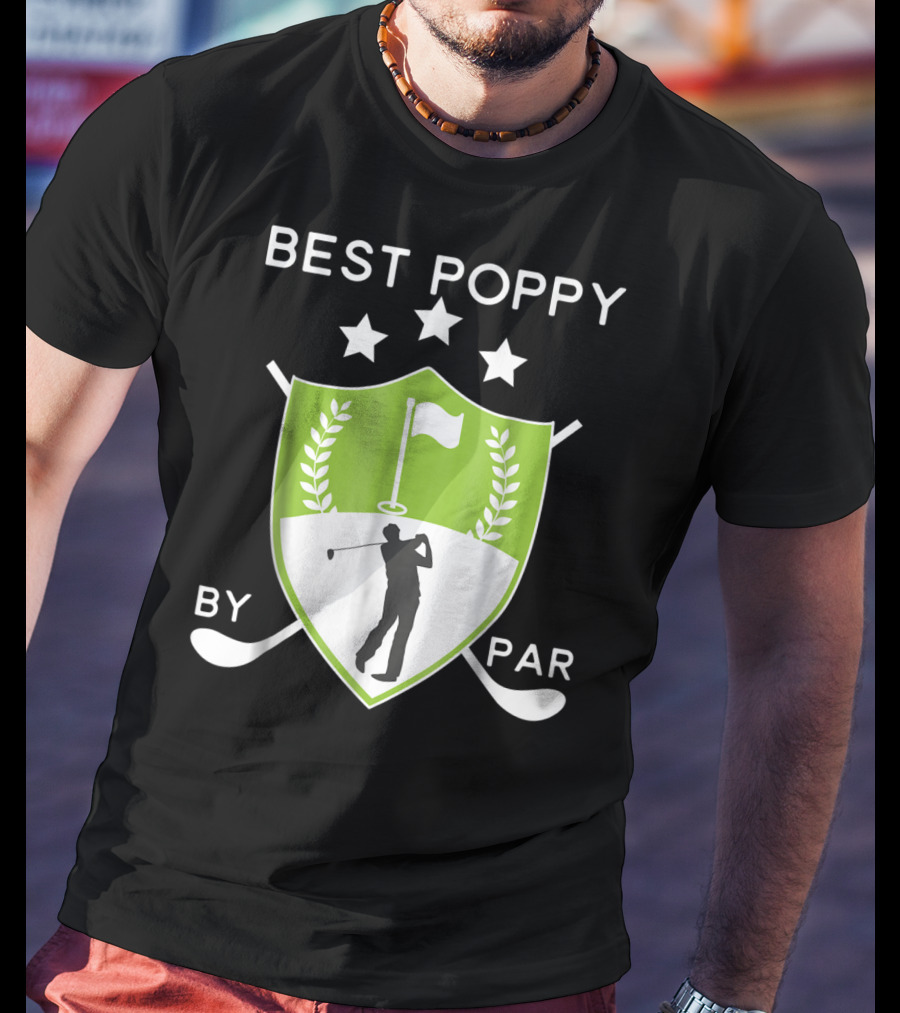 Best Poppy By Par Golf Golfer Crest Shield T-Shirt