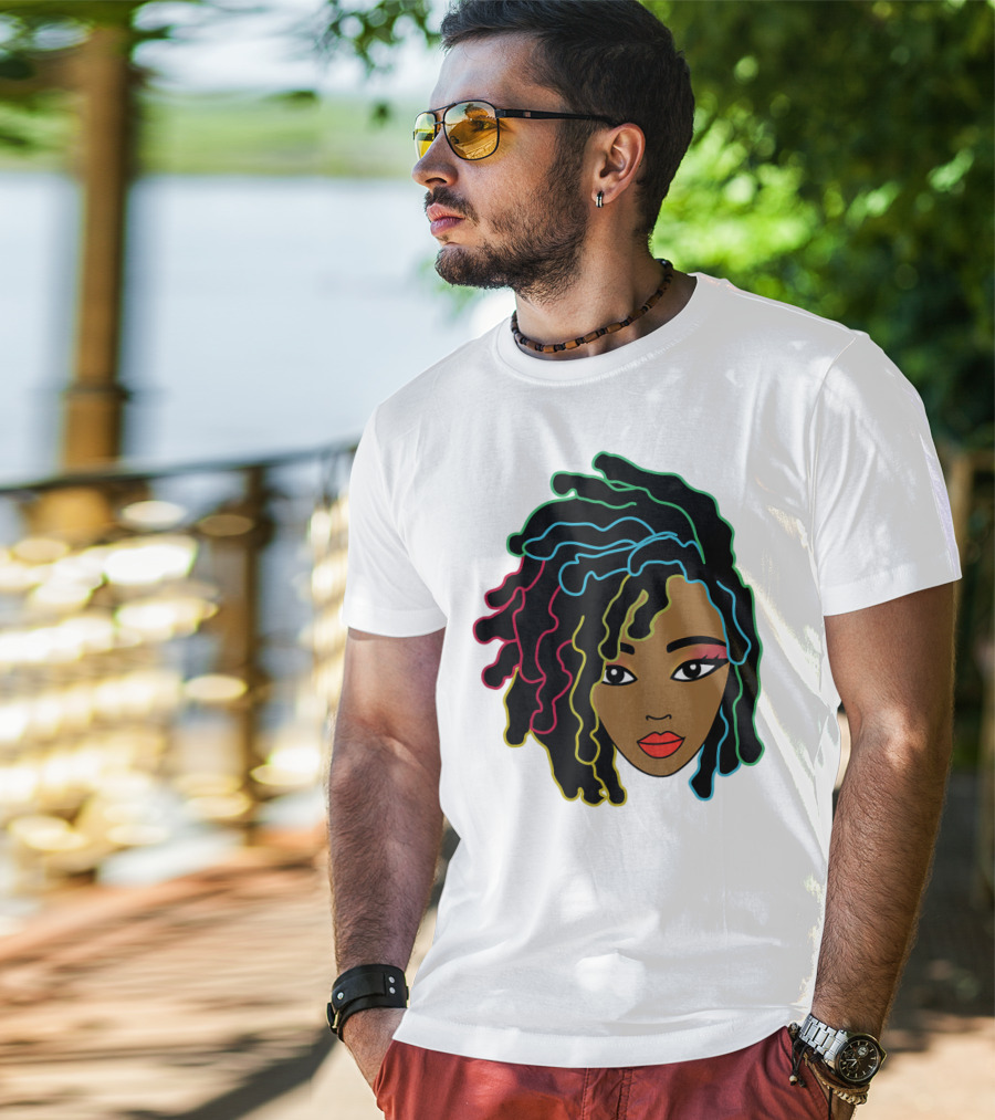 Black Girl With Colorful Locs Hair Pride T-Shirt