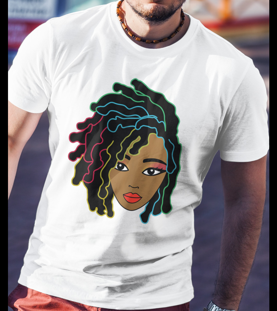 Black Girl With Colorful Locs Hair Pride T-Shirt