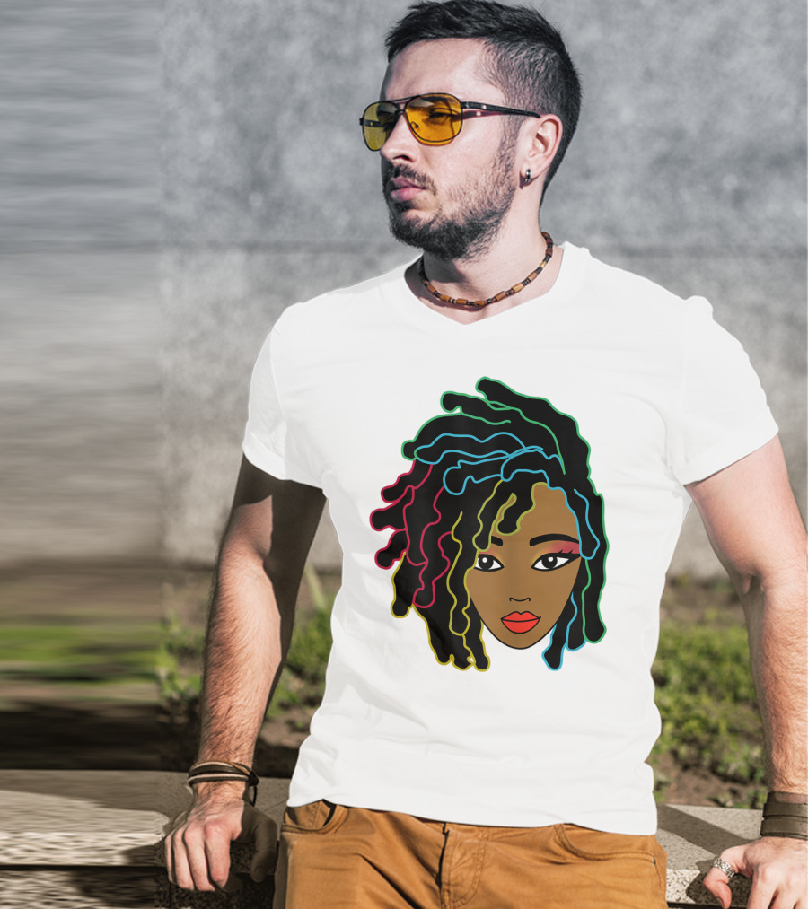 Black Girl With Colorful Locs Hair Pride T-Shirt