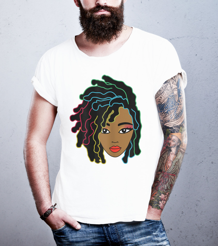 Black Girl With Colorful Locs Hair Pride T-Shirt