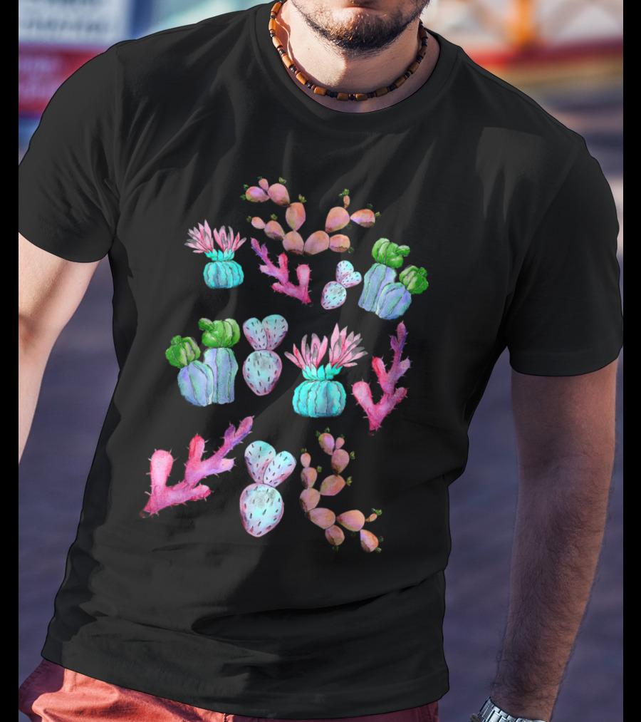 Botanical Watercolor Cactus Succulent Lady T-Shirt