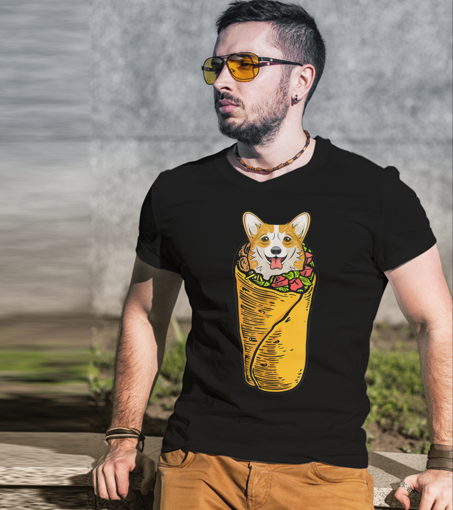 Cinco De Mayo Corgi In Burrito Mexican Food T-Shirt