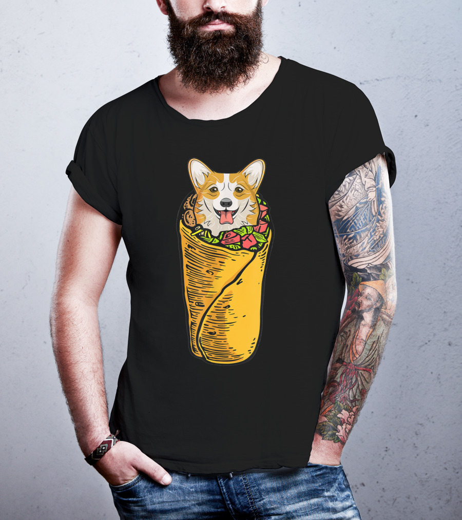Cinco De Mayo Corgi In Burrito Mexican Food T-Shirt