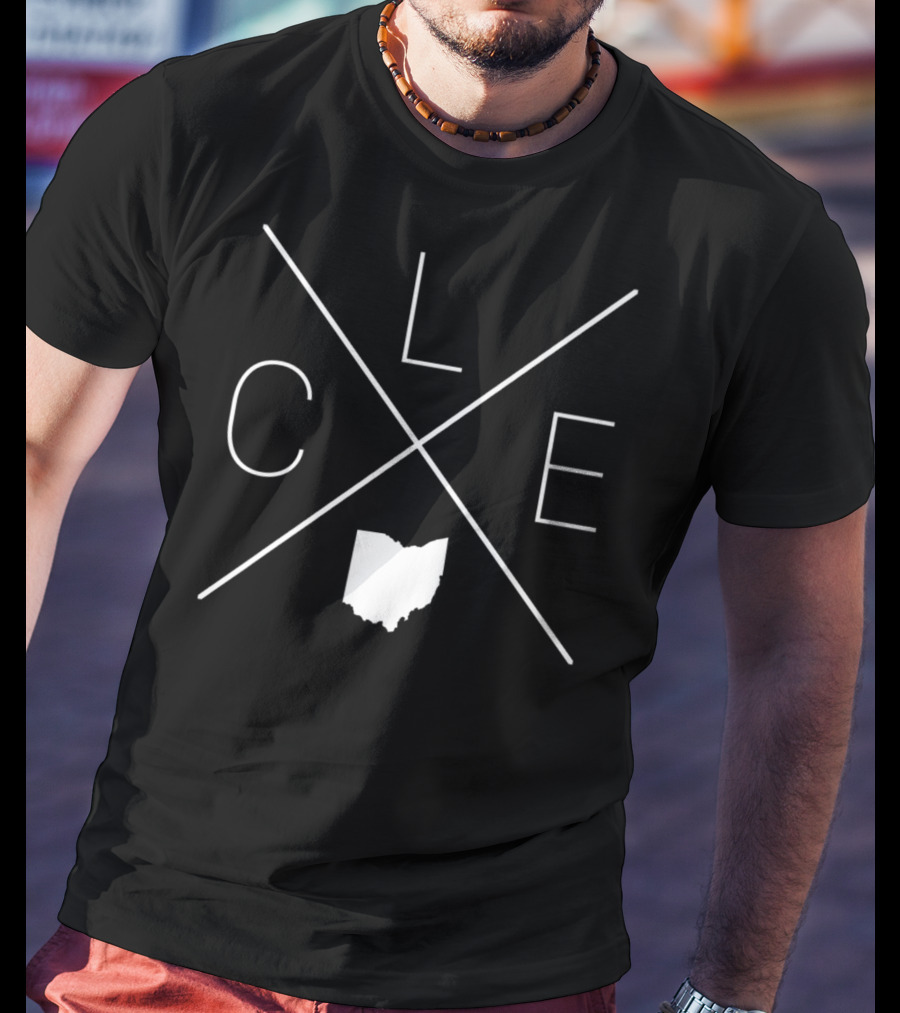 CLE Ohio Cross Cleveland Map T-Shirt