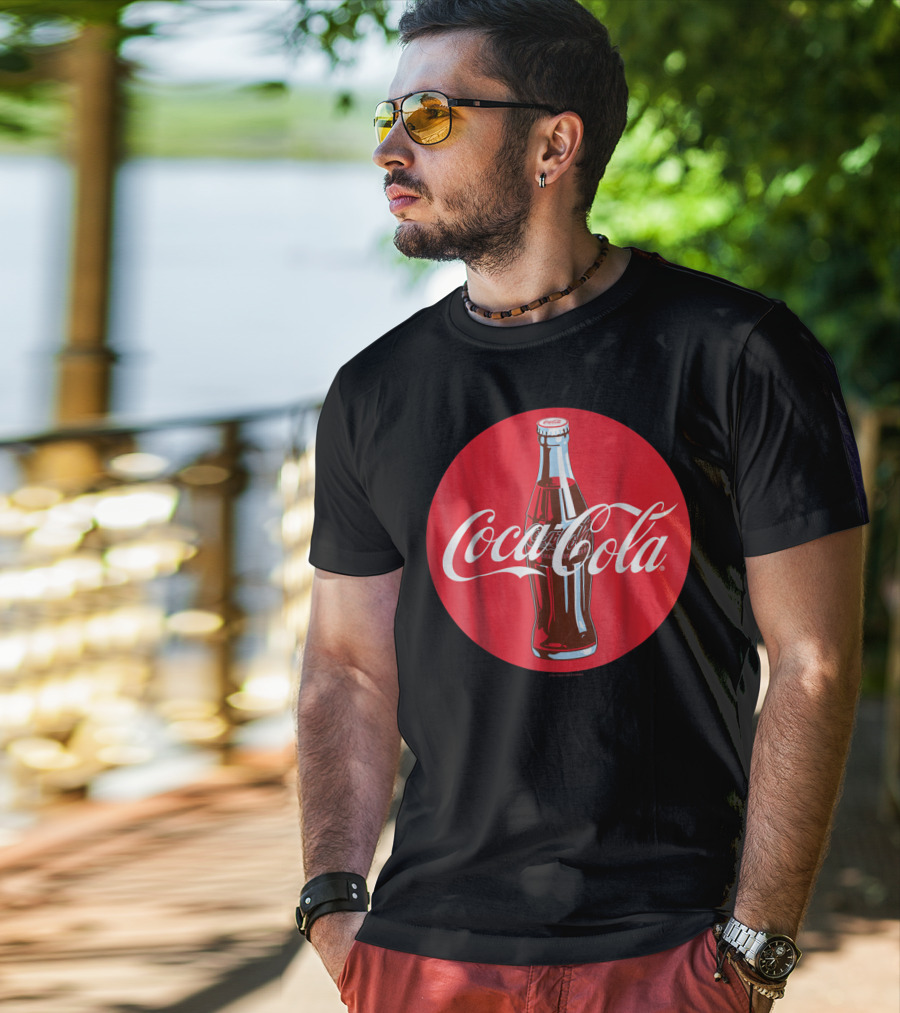 Coca Cola Classic Glass Bottle Red Circle T-Shirt