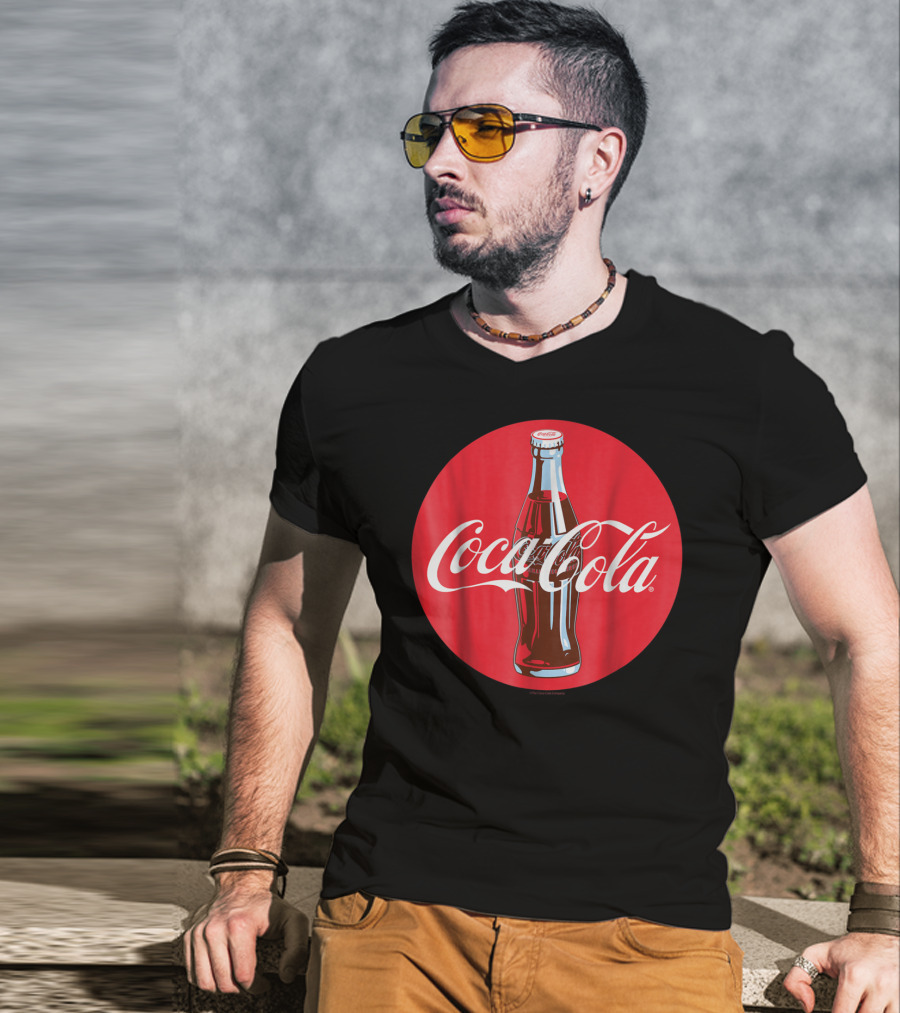 Coca Cola Classic Glass Bottle Red Circle T-Shirt