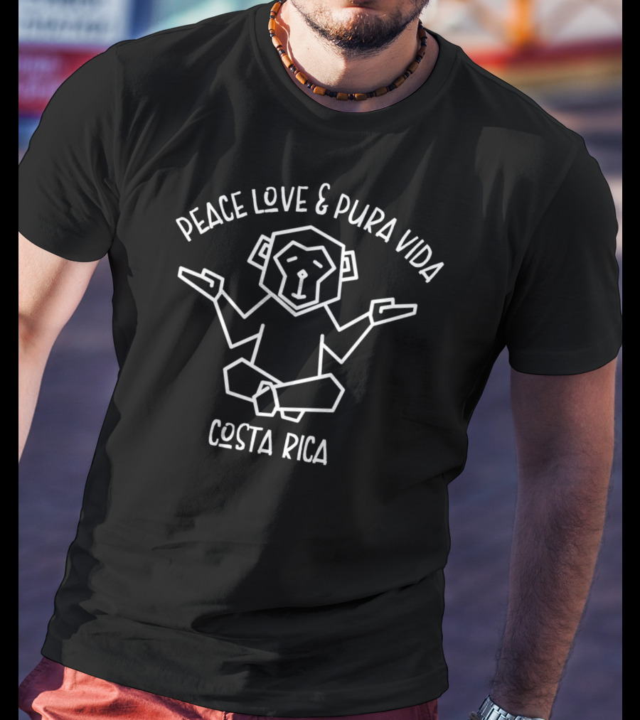 Peace Love And Pura Vida Costa Rica Monkey T-Shirt