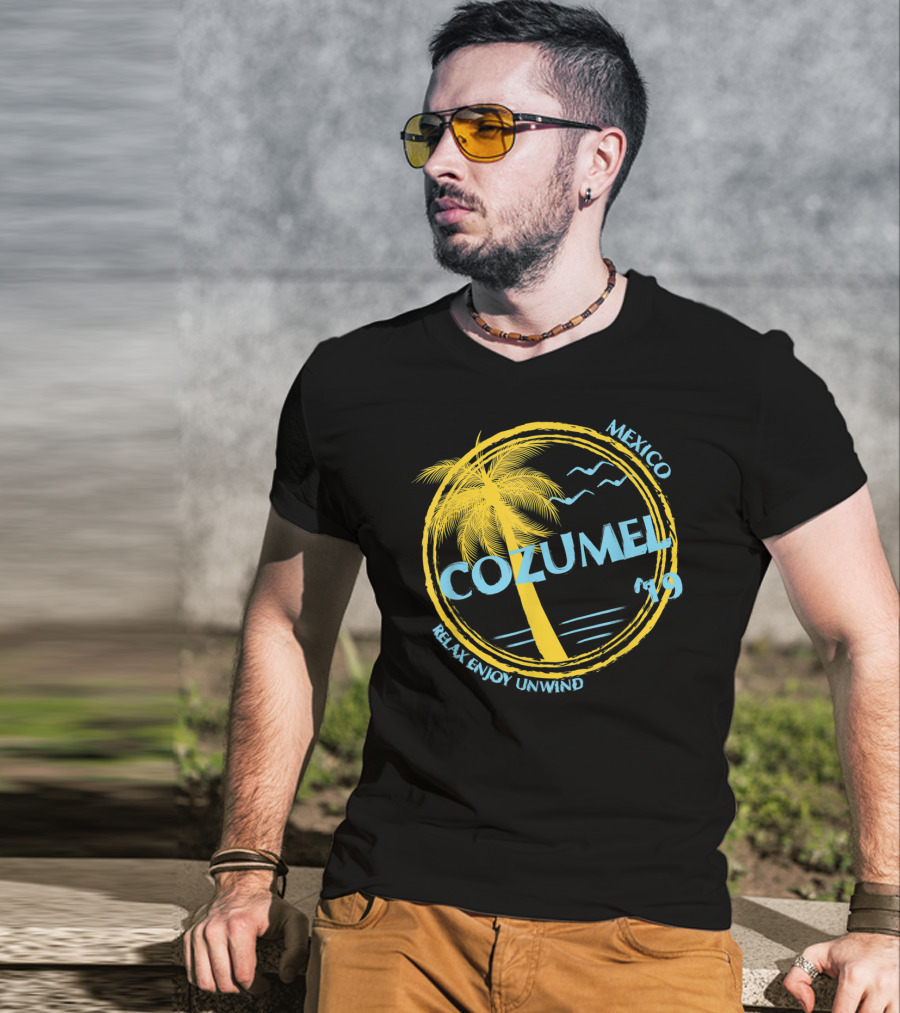 Cozumel Mexico Relax Enjoy Unwind Palm Tree 79 Spring Brea Souvenir T-Shirt