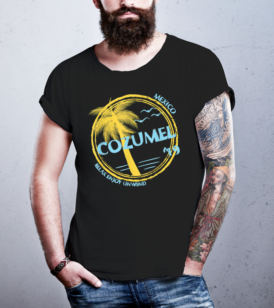 Cozumel Mexico Relax Enjoy Unwind Palm Tree 79 Spring Brea Souvenir T-Shirt