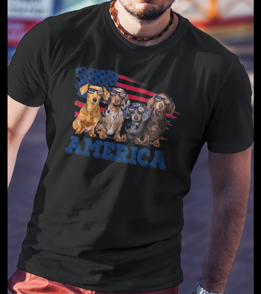 America Dachshund Breed Dog Flag Patriot T-Shirt